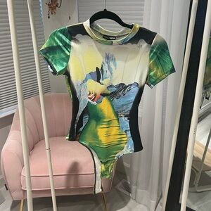 NWT Fashion Nova Size S bodysuit cool abstract pattern